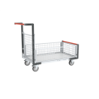 Chariot modulaire grillagé 1 dossier et 3 demi-ridelles plateau bois 1000 x 600 mm 250 kg - 806724246