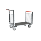 Chariot modulaire grillagé 2 dossiers, plateau bois avec tapis caoutchouc 1000 x 600 mm 500 kg