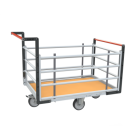 Chariot modulaire tube 2 dossiers + 2 ridelles plateau bois 1200 x 800 mm roues losange 500 kg - 806724715