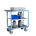 Servante mécano-soudée EVERSTEEL™ 3 plateaux tôle galva 850 x 500 mm roues TPE 400 kg - 880701342
