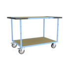 Servante mécano-soudée EVERSTEEL™ double poignées 2 plateaux médium 1200 x 800 mm 400 kg - Type de roues au choix