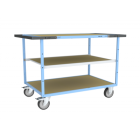 Servante mécano-soudée EVERSTEEL™  double poignées 3 plateaux médium 1200 x 800 mm 400 kg - Type de roues au choix