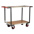 Servante flat-pack 2 plateaux médium double poignées 850 x 500 mm roues CC 400 kg