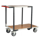Servante flat-pack 2 plateaux médium 1 plateau 850 x 500 mm et 1 plateau 550 x 500 mm roues TPE 400 kg