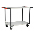 Servante flat-pack 2 plateaux mélaminé double poignées 1000 x 600 mm roues CC 250 kg