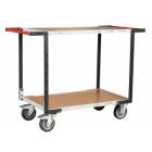 Servante flat-pack 2 plateaux médium double poignées 1000 x 600 mm roues TPE 400 kg