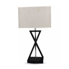 V-TAC VT-7712 Lampe de table design avec abat-jour carré ivoire avec auvent en métal noir et support E27