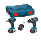 Kit perceuse visseuse et boulonneuse à chocs Bosch (2 batteries 1,5 Ah + chargeur + coffret L-Boxx 136)