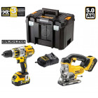 Kit CPROF140 perceuse visseuse à percussion + scie sauteuse + 2 x 5,0 Ah + TSTAK VI DeWalt