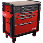 Servante extra large XL 6 tiroirs SAM OUTILLAGE rouge plateau bois - 416-BXL