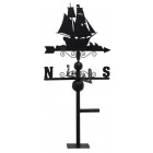 Girouette bateau en fer forgé avec arabesques