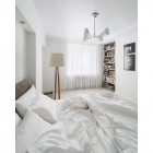 Lampe pied triangulaire scandinave abat-jour blanc