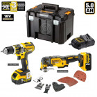 Kit DCK257P2T perceuse visseuse percussion + multi-cutter  + 2 x 5,0 Ah + chargeur + TSTAK VI DeWalt