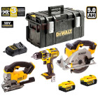 Coffret DCK XR3WP2 visseuse perceuse + scie sauteuse + scie circulaire + 2x5,0Ah + chargeur DeWalt
