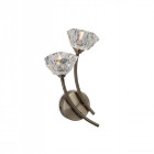 Applique 2 ampoules clara, laiton antique et verre
