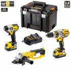 Kit DCK350P2T perceuse visseuse percussion + visseuse à chocs + meuleuse + 2x5,0Ah + TSTAK VI DeWalt