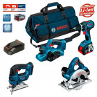 Bosch kit psb4wm2a (gsr 18 v-li + gst 18 v-li + gks 18 v-li + gho 18 v-li + 2 x 4,0 ah + gal1880cv + hdbag)
