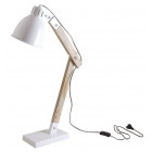 Lampe de bureau en métal blanc et bois