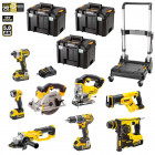 Pack 8 outils électroportatifs DCK XP8MP4T DeWALT (4 batteries 5,0Ah + chargeur + 3 coffrets + trolley)