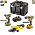 Kit XP350P2T perceuse viss. percussion + visseuse chocs + meuleuse + 2x5,0Ah + chargeur + TSTAK VI DeWalt