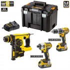 Kit XP351P2T perceuse percussion + visseuse chocs + perfo burineur + accessoires + TSTAK VI DeWalt