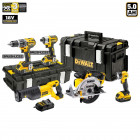 Kit 5 outils électroportatifs XP593P3 + 3 batteries 5,0 Ah + chargeur + ds150 + ds300 DeWalt