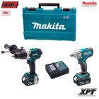 Coffret boulonneuse à chocs + visseuse perceuse à percusion + 2 x 4,0 Ah + chargeur Makita