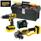 Kit Stanley Fat Max perceuse à percussion et meuleuse 18V (2 batteries 4,0 Ah + chargeur + coffre Millenium)