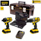 Kit Stanley Fat Max perceuse à percussion et visseuse à impacts (2 batteries 2,0 Ah + chargeur + mallette + accessoires)