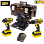Kit Stanley Fat Max perceuse à percussion et visseuse à impacts (2 batteries 4,0 Ah + chargeur + mallette + accessoires)