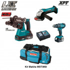 Kit MST3M2 perfo-burineur + meuleuse + perceuse viss. à percussion + 2x4,0Ah + chargeur + trolley Makita