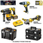 Kit perforateur burineur, perceuse visseuse et meuleuse 54V/18V DeWALT (2 x 6,0 Ah + chargeur + 3 coffrets)