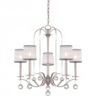 Chandelier whitney, argent impérial, organza blanc et gris, décor cristal