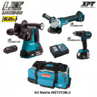 Kit perfo-burineur, meuleuse, perceuse vissseuse à percussion 18V Makita (2 x 5,0Ah + chargeur + trolley)