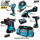 Kit perfo-burineur, visseuse à chocs, meuleuse, perceuse vissseuse, scie sauteuse Makita (3x5,0Ah + chargeur + trolley)