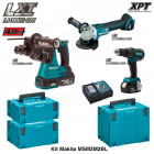 Kit perceuse à percussion, meuleuse, perceuse vissseuse à percussion 18V Makita (2x4,0 Ah + chargeur + 3 coffrets)
