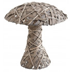 Champignon décoratif en osier gris et bois