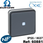 Interrupteur étanche ip55 va et vient lumineux encastré oxxo eurohm  gris 10a (voyant bleu)