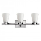 Applique avon, chrome poli et verre opale, 3 ampoules