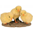 3 poussins résine 19 cm