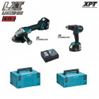 Kit DLX2126MJ1 meuleuse + perceuse visseuse à percussion + 2x4,0Ah + chargeur + Makpac 2 et 3 Makita