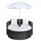 Vidaxl canapé de 2 places rond noir avec le parasol