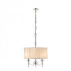 Suspension 3 ampoules stanford, nickel, abat-jour beige