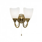 Applique haughton, laiton antique et verre, 2 ampoules
