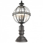 Borne halleron, bronze et verre, 3 ampoules