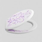 Abattant de WC décoratif plastique blanc et violet polypropylène 480 x 360 mm