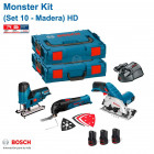 Kit spécial bois scie circulaire, découpeur-ponceur et scie sauteuse 12V Bosch (3x2,0Ah + chargeur + 2 coffrets)