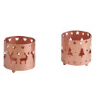 Photophore de noël rond en métal cuivré (lot de 2)