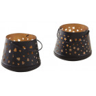 Photophore seau avec anse en métal noel (lot de 2)