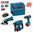 Kit meuleuse angulaire, perforateur, perceuse visseuse à percussion Bosch (2 x 5,0 Ah + chargeur + 2 coffres)